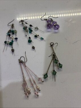 Handmade Green Beaded Dangle Earrings - Women Jewelry